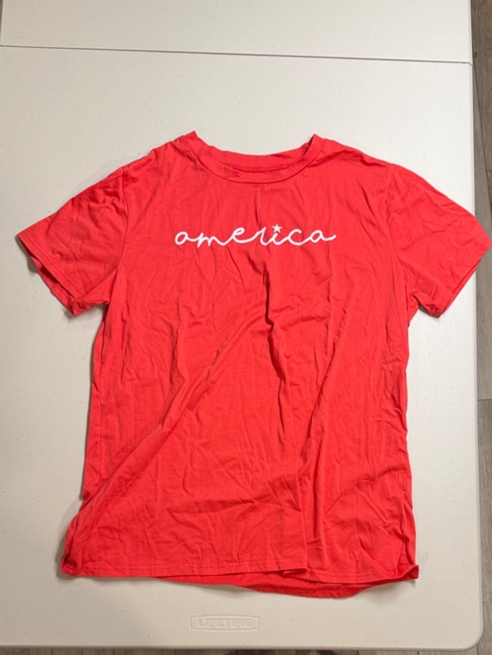Red 'America' Script Short Sleeve Tee